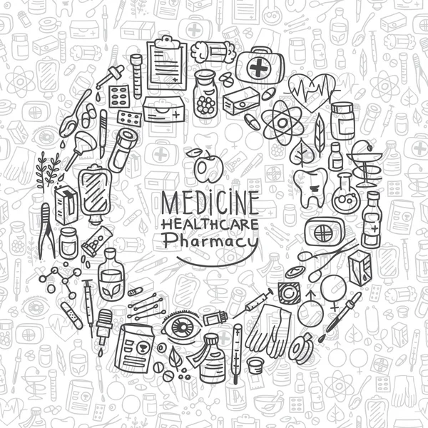 Health care doodle icons background — Stock Vector