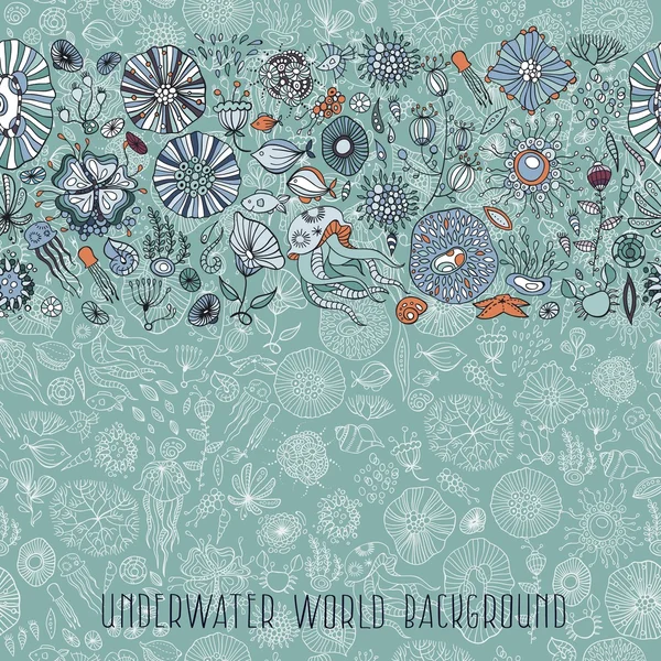 Hand drawn underwater world background — Stock Vector