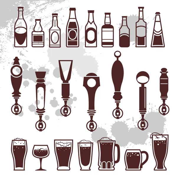 Iconos de cerveza y bar — Archivo Imágenes Vectoriales