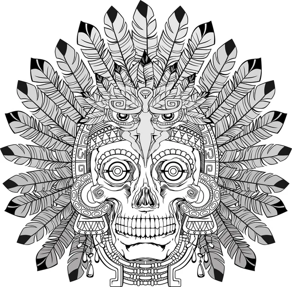 Crâne indien avec des bijoux — Image vectorielle