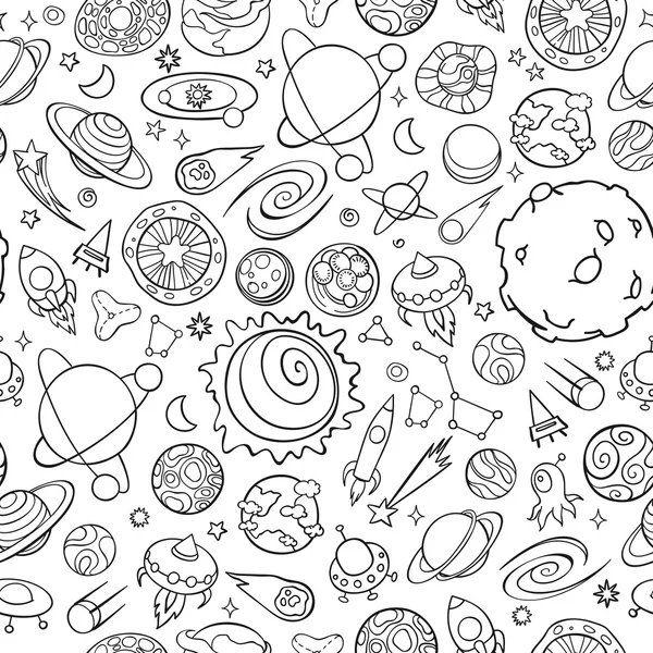 Ruimte objecten doodles — Stockvector