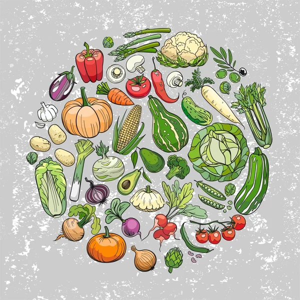 手描き野菜の背景 — ストックベクタ