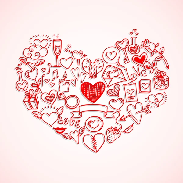 Love and hearts doodles — Stock Vector