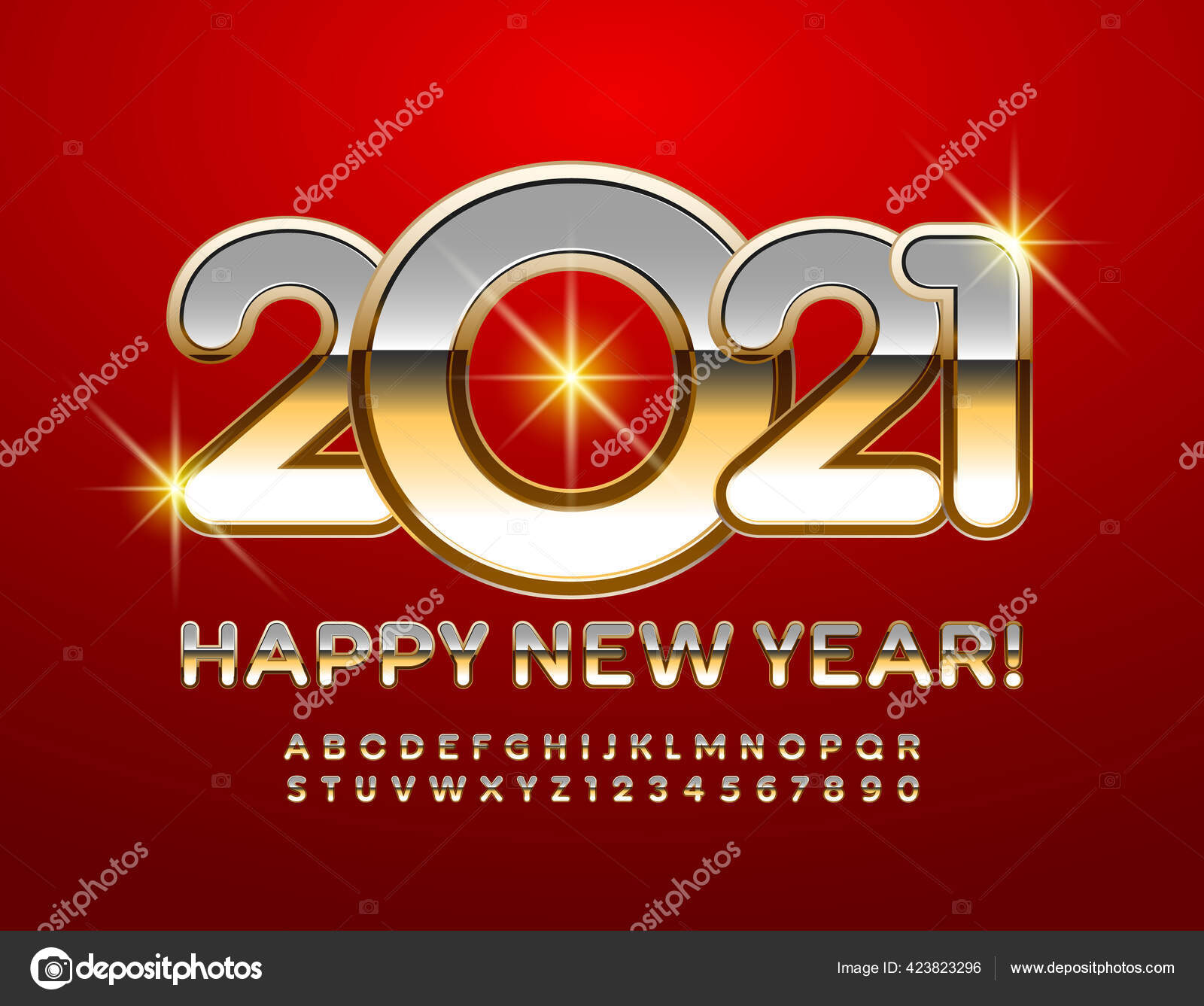 Vector Happy New Year 2021 Kartu Ucapan Huruf Emas Dan Stok Vektor C Dgbomb 423823296