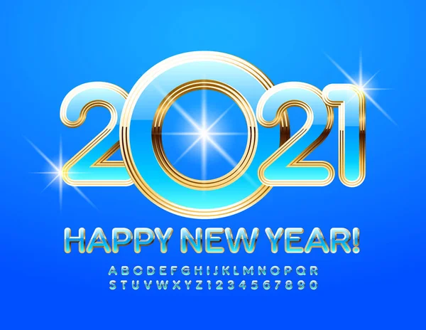 Vektör Lüks Tebrik Kartı Mutlu Yıllar 2021 Şık Parlak Yazı — Stok Vektör