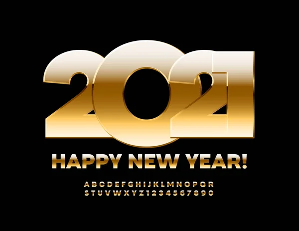 矢量现代风格的贺卡 2021年新年快乐 Matte金字体 豪华字母和数字 — 图库矢量图片