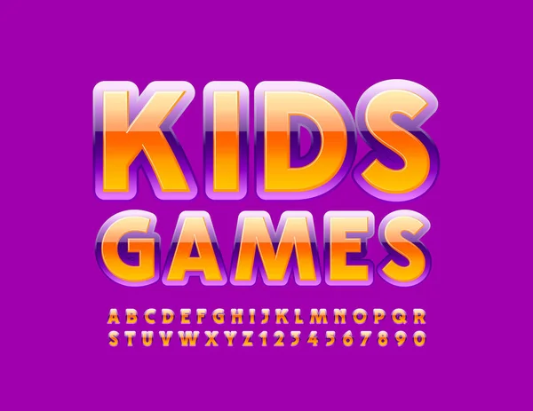 Vector Trendiges Logo Kids Games Leuchtend Violett Und Orange Schrift — Stockvektor