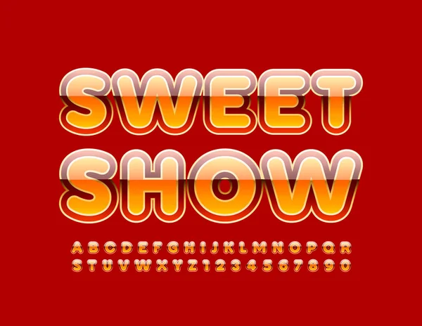 Векторний Плакат Події Sweet Show Яскравий Блискучий Набір Літер Чисел — стоковий вектор