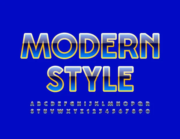 Vector Modern Style Elegant Font Ljusblå Och Guldalfabetet Trendig Uppsättning — Stock vektor