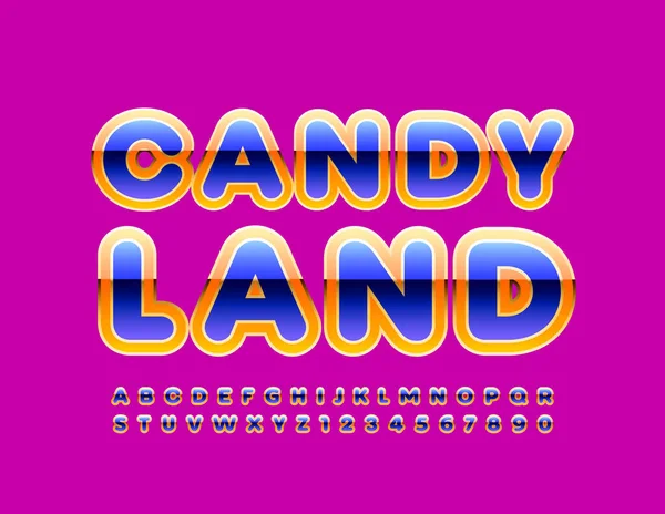Vector Logotipo Brilhante Candy Land Modern Cute Font Conjunto Letras — Vetor de Stock