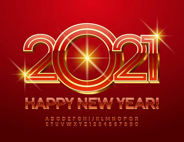 Tarjeta Felicitación Vector Moderno Feliz Año Nuevo 2021 Conjunto Letras — Vector de stock