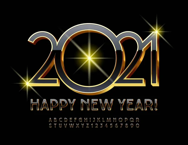 Tarjeta Felicitación Lujo Vector Feliz Año Nuevo 2021 Chic Font — Vector de stock