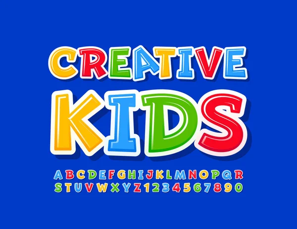 Renkli Vektör Amblemi Yaratıcı Çocuklar Komik Parlak Yazı Tipi Sanatsal — Stok Vektör