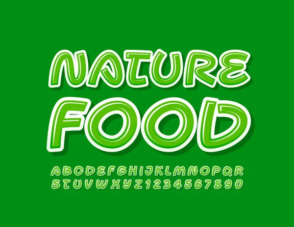 Señal Estilo Vectorial Nature Food Fuente Verde Mayúscula Letras Números — Vector de stock