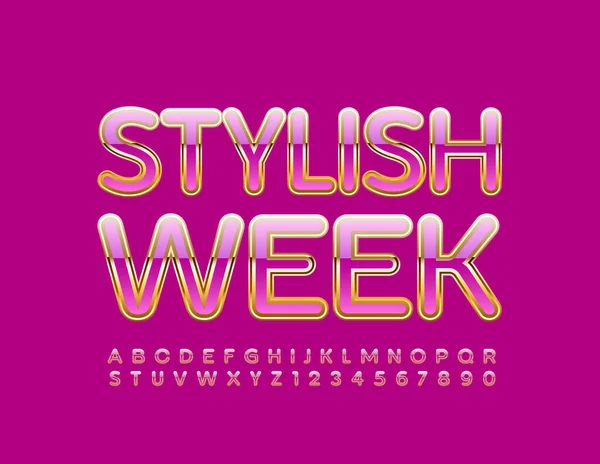 Векторний Гламурний Плакат Fashion Week Золотий Рожевий Стильний Шрифт Елегантні — стоковий вектор