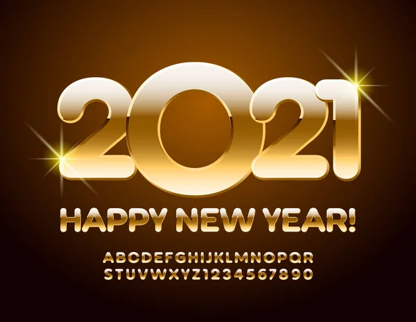 Vector Gelukkig Nieuwjaar 2021 Luxe Kaart Premium Stijl Lettertype Gouden — Stockvector