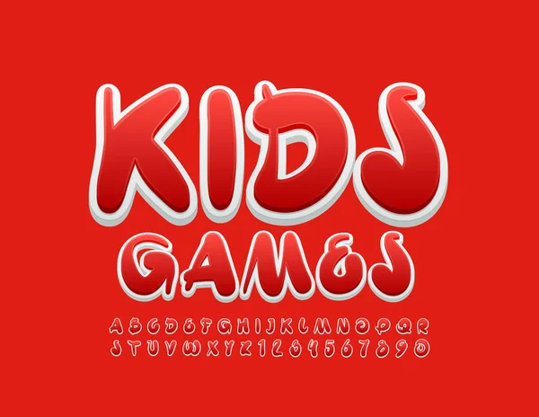 Векторний Яскравий Знак Kids Games Червоно Білий Художній Набір Літер — стоковий вектор