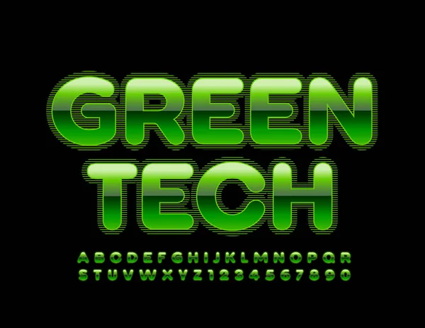 Vector Modernes Emblem Green Tech Kreative Hochglanzschrift Futuristische Buchstaben Und — Stockvektor