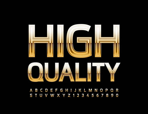 Vector Premium Badge Hohe Qualität Glänzende Eliteschrift Luxus Gold Alphabet — Stockvektor