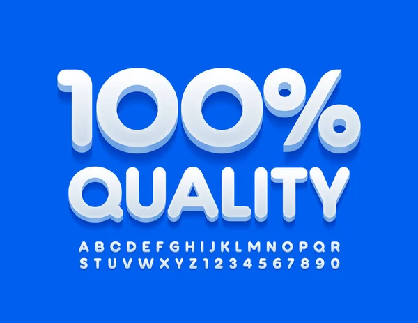 Vector Business Sign 100 Kwaliteit Wit Modern Lettertype Klassieke Alfabet — Stockvector