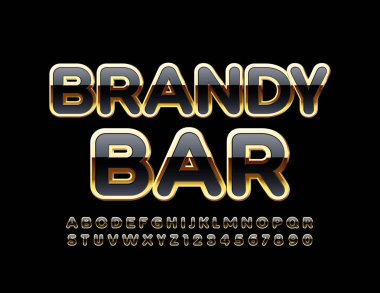 Moda yazı tipi olan vektör logo brendi çubuğu, modern alfabe harfleri, sayılar ve semboller kümesi