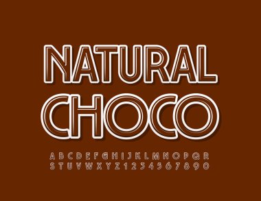 Doğal Choco amblemi çok lezzetlidir. Kahverengi ve Beyaz Modern Font. Zarif Alfabe Harfleri ve Sayıları Ayarlandı