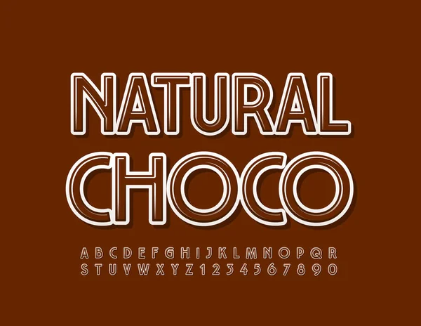 Vector Köstliches Emblem Natural Choco Braune Und Weiße Moderne Schrift — Stockvektor