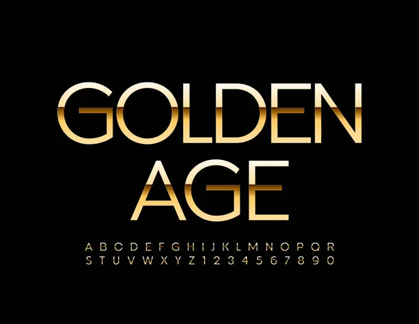 Golden Age Golden Lettering Font Letters Black — Stock Vector