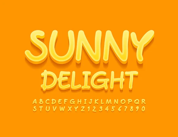 Vektor Fényes Embléma Sunny Delight Művészi Sárga Font Kreatív Ábécé — Stock Vector