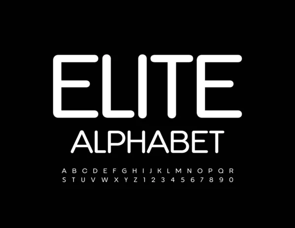 Vektor Elite Alphabet Weiße Einfache Schrift Moderne Großbuchstaben Und Zahlen — Stockvektor