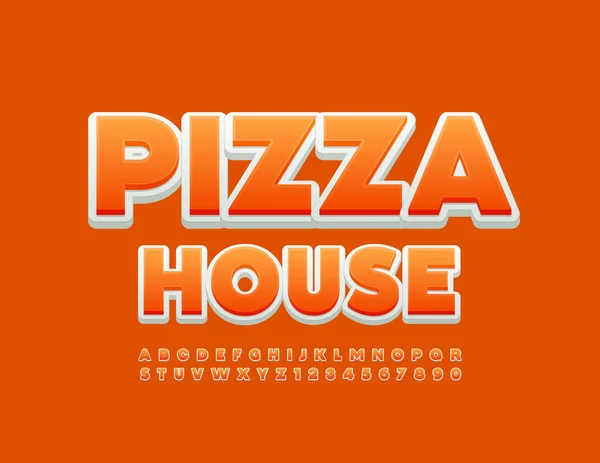 Векторный Яркий Знак Pizza House Яркие Цвета Буквы Цифры Алфавита — стоковый вектор