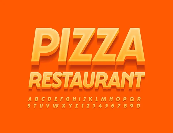 Wektor Modne Logo Pizza Restauracja Nowoczesne Litery Liczby Alfabetu Jasnopomarańczowy — Wektor stockowy