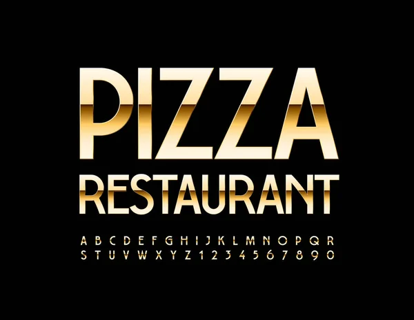 Wektor Premium Logo Pizza Restauracja Elegancka Elitarna Czcionka Złote Litery — Wektor stockowy