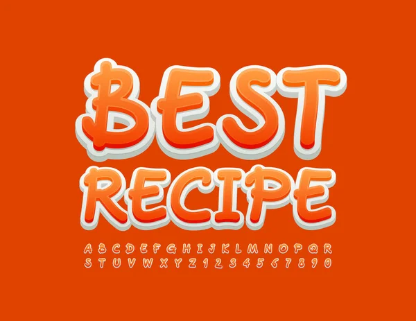 Signo Creativo Vectorial Mejor Receta Orange White Handwritten Alphabet Letters — Vector de stock