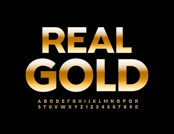 Векторная Элитная Эмблема Real Gold Роскошный Металлический Шрифт Шикарные Буквы — стоковый вектор