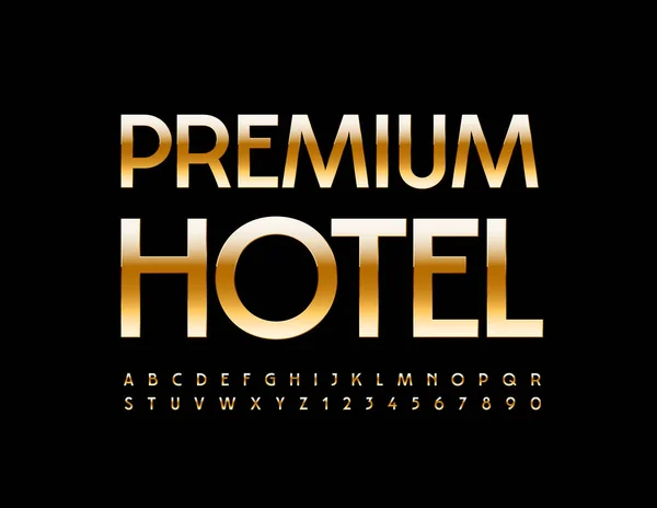 Векторний Елітний Логотип Premium Hotel Набором Золотих Літер Номерів Елегантний — стоковий вектор