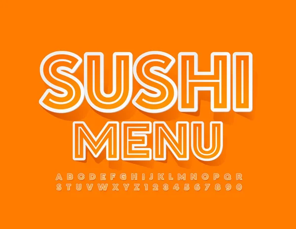 Vector Stílusos Banner Sushi Menü Trendy Kreatív Betűtípus Eredeti Ábécé — Stock Vector