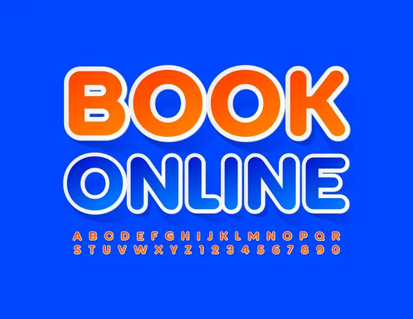 Vector Heldere Banner Boek Online Oranje Sticker Lettertype Bright Alphabet — Stockvector