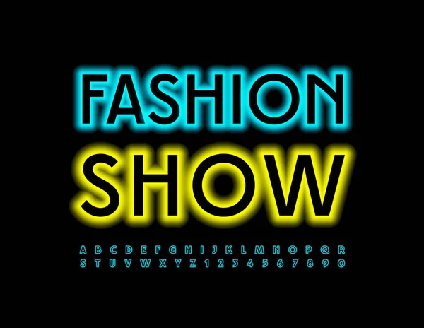 Vector Event Poster Fashion Show Trendy Glowing Font Set Neon — Διανυσματικό Αρχείο