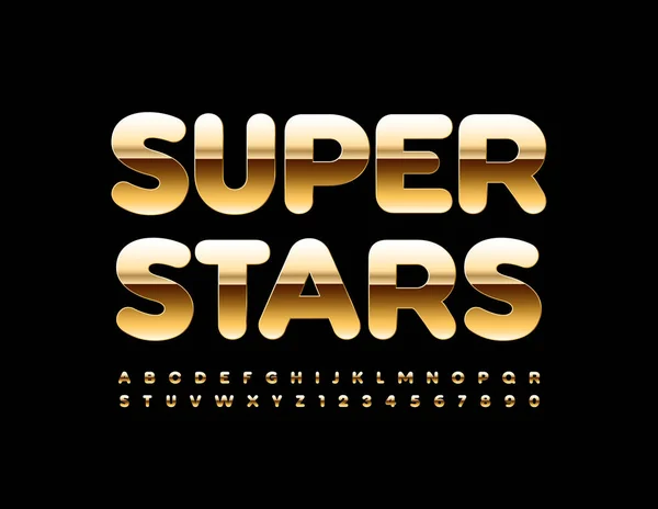 Vektor Premium Banderoll Super Stars Guldchic Font Eliten Glänsande Alfabetet — Stock vektor