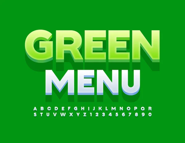 Векторное Цветовое Меню Sign Green Белый Шрифт Художественные Буквы Цифры — стоковый вектор