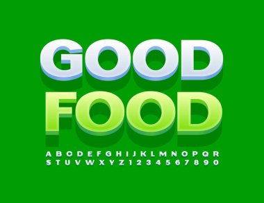 Vector modern concept Good Food with 3D Alphabet Letters and Numbers set. Simple White Font