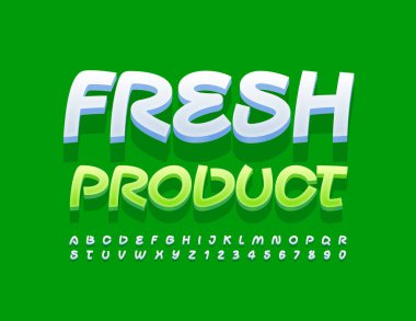 Vektör kalite rozet Taze Ürün. Sanatsal yazı tipi. Yaratıcı Alfabe Harfleri ve Sayıları Ayarlandı