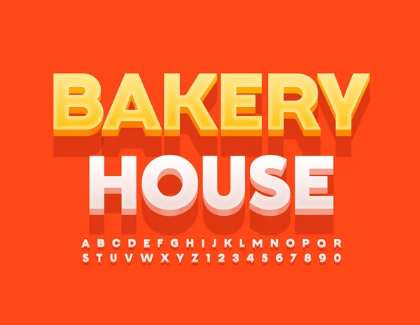 Vecteur Coloré Signe Bakery House Police Moderne Lettres Chiffres Alphabétiques — Image vectorielle