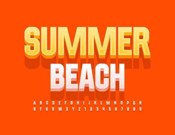 Vector Bright Sign Summer Beach Modern Font White Alphabet Letters — Vetor de Stock