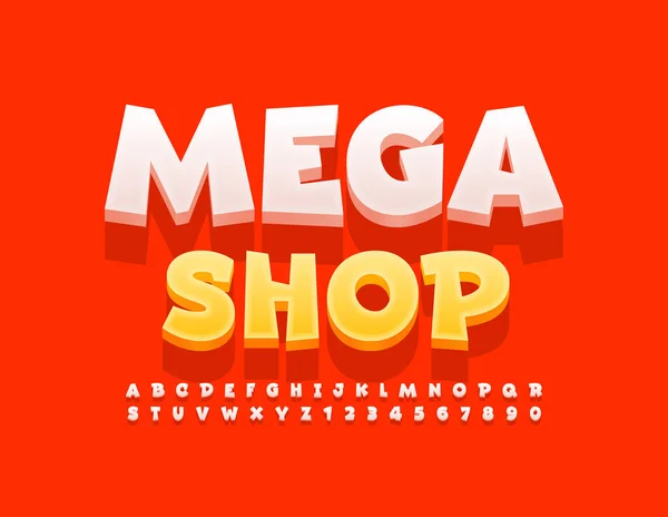 Вектор Яскравий Сучасний Логотип Mega Shop Блакитний Жовтий Комікс Надзвичайно — стоковий вектор