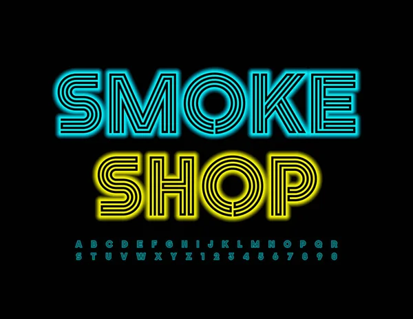 Векторный Современный Логотип Smoke Shop Неон Фонт Светящийся Набор Букв — стоковый вектор