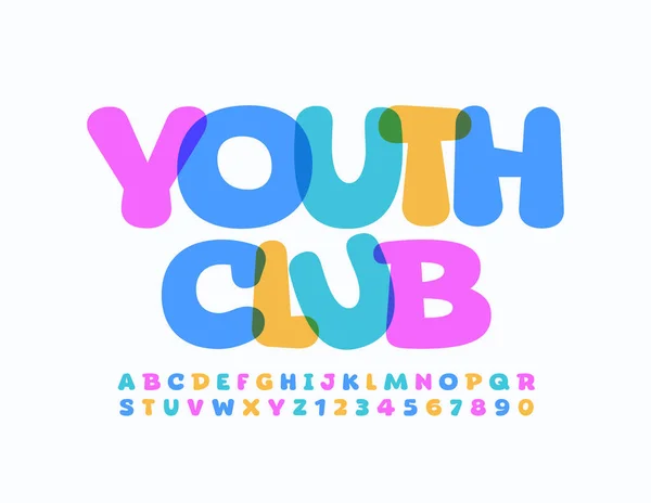 Vector Creativo Sign Youth Club Fuente Artística Colorida Letras Números — Vector de stock