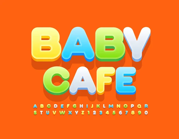 Vector Lindo Logo Baby Café Fuente Brillante Conjunto Letras Números — Vector de stock