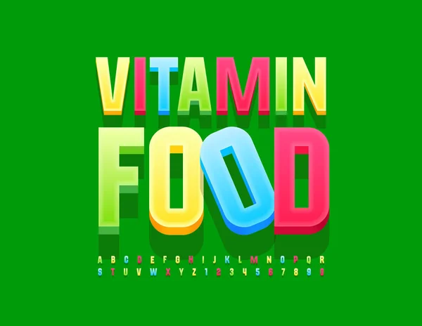 Vektor Helle Poster Vitamin Food Moderne Farbenfrohe Schrift Künstlerisches Alphabet — Stockvektor